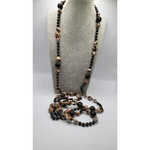 Vintage Flapper Length Beaded Necklace 58 In Glass Style